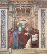Melozzo da Forli Pope Sixtus IV appoints Platina as Prefect of the Vatican Library (mk45) painting